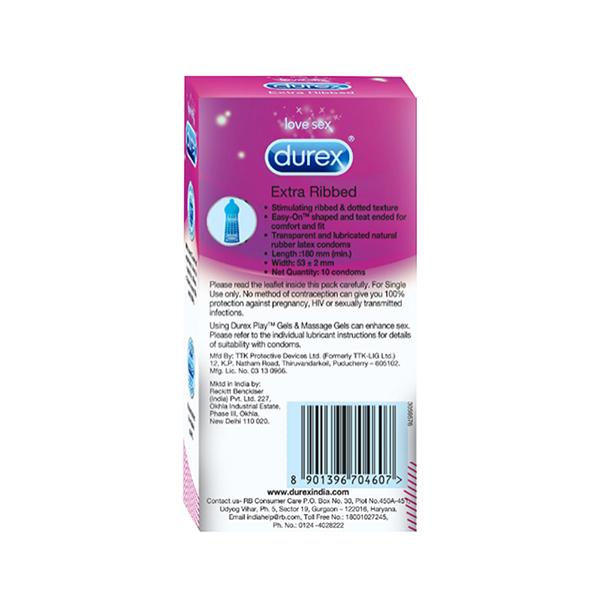 Buy Durex Condoms - Extra Ribbed 10's Online at Discounted Price | Netmeds