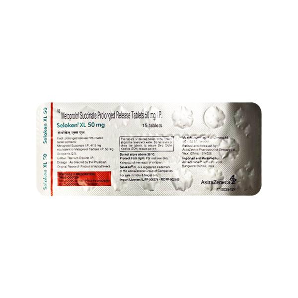 Seloken XL 50mg Tablet 15'S Price, Uses, Side effects | Netmeds