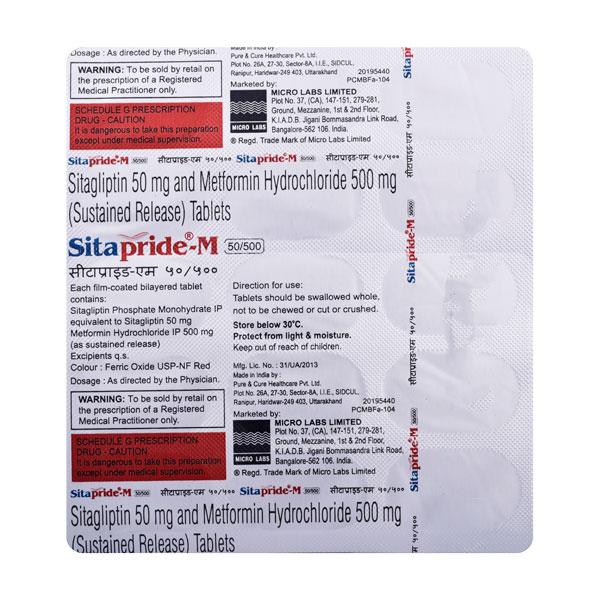SITAPRIDE M 50/500 Tablet 15's Price, Uses, Side effects, Substitutes ...