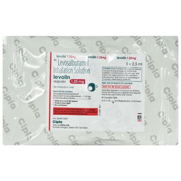 Levolin 1.25mg Respule 5X2.5ml Price, Uses, Side effects, Substitutes ...