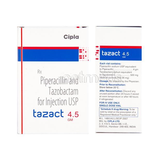 Tazact 4.5gm Injection 1'S Price, Uses, Side effects, Substitutes | Netmeds