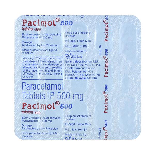 Pacimol 500mg Tablet 15'S Price, Uses, Side effects, Substitutes | Netmeds