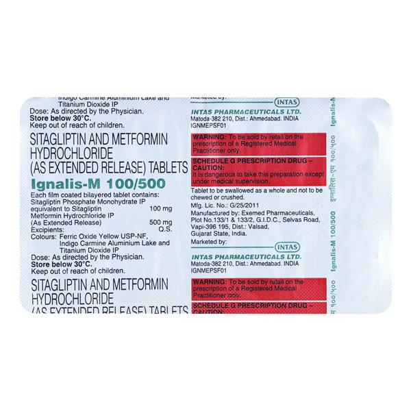 Buy IGNALIS M 100/500 Tablet 10's Online at Upto 25% OFF | Netmeds