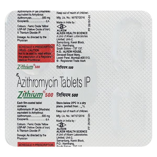 Buy Zithium 500mg Tablet 5'S Online at Upto 25% OFF Netmeds