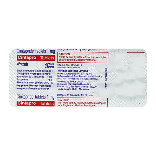 Cintapro 1mg Tablet 10'S Price, Uses, Side effects, Substitutes | Netmeds