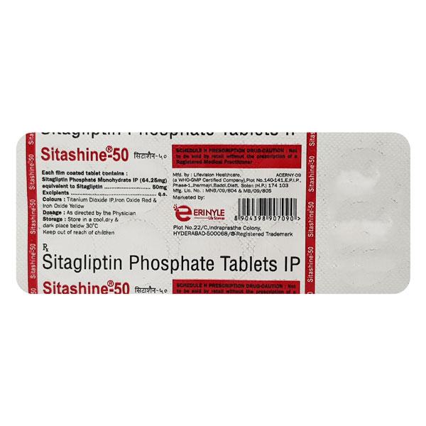 SITASHINE 50 Tablet 10's Price, Uses, Side effects, Substitutes | Netmeds