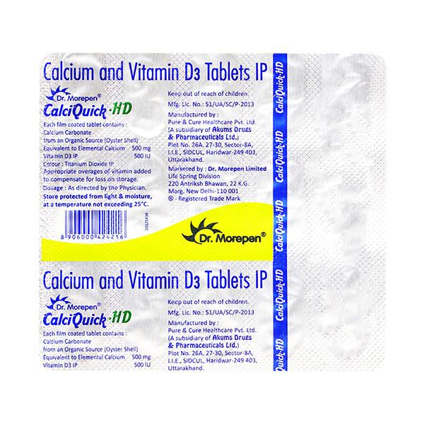 CALCIQUICK HD Tablet 15's Price, Uses, Side effects, Substitutes | Netmeds