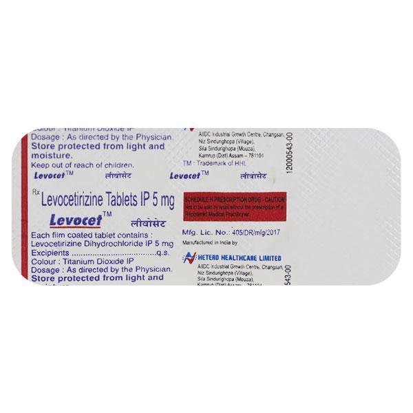 Levocet 5mg Tablet 10'S Price, Uses, Side effects, Substitutes | Netmeds