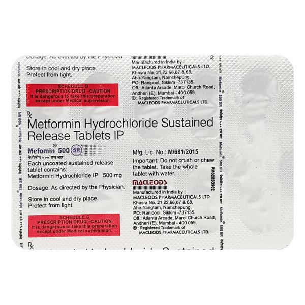 Mefomin SR 500mg Tablet 10'S : Price, Uses, Side Effects | Netmeds