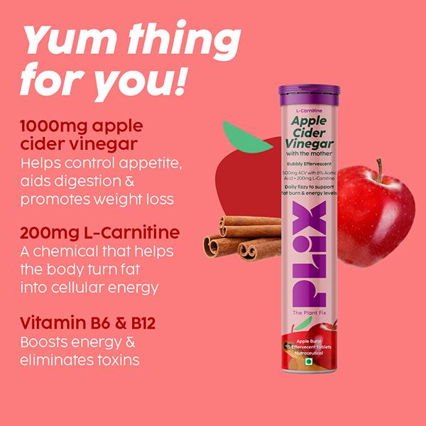 plix acv l carnitine Buy Plix The Plant Fix L-Carnitine Acv Effervescent Tablets Helps To Turn  Fat Into Energy Unisex 100% 1's Online at Discounted Price