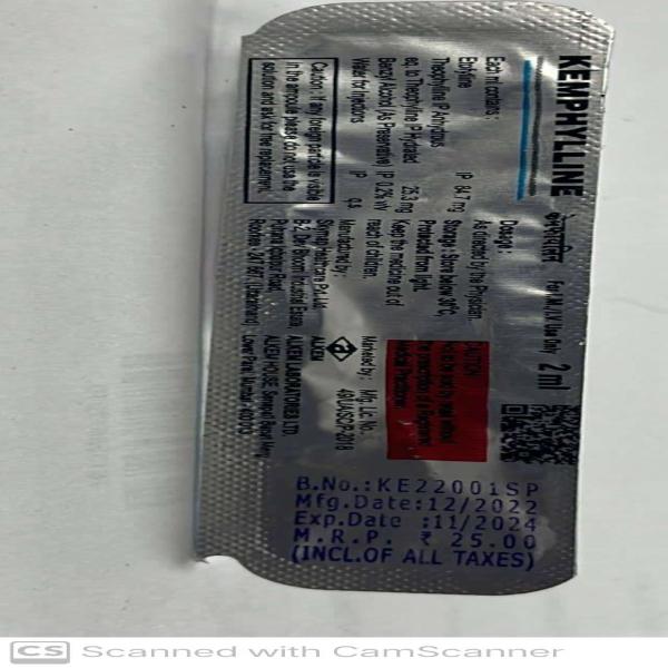 KEMPHYLLINE Injection 2ml Price, Uses, Side effects, Substitutes | Netmeds