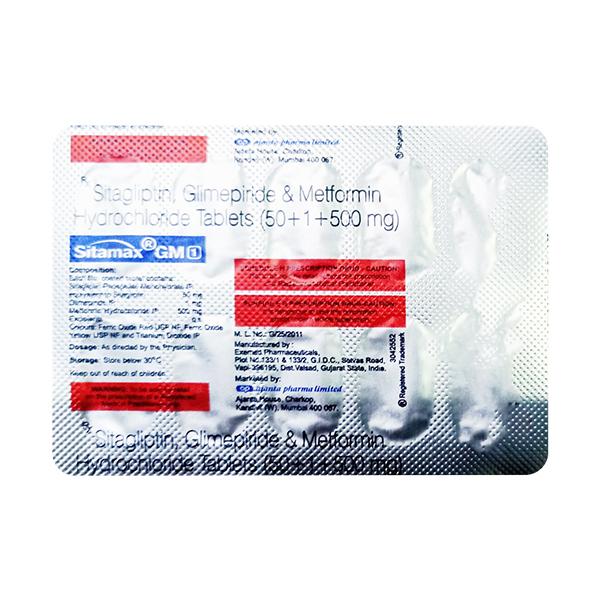Sitamax Gm 1 Tablet 10's Price, Uses, Side effects | Netmeds