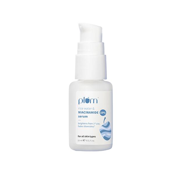 Plum 10% Niacinamide Face Serum with Rice Water for Skin Clarity Boost ...