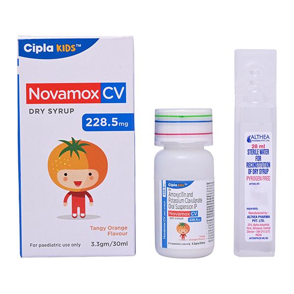 Novamox CV 228.5mg Tangy Orange Flavour Dry Syrup 30ml - Price
