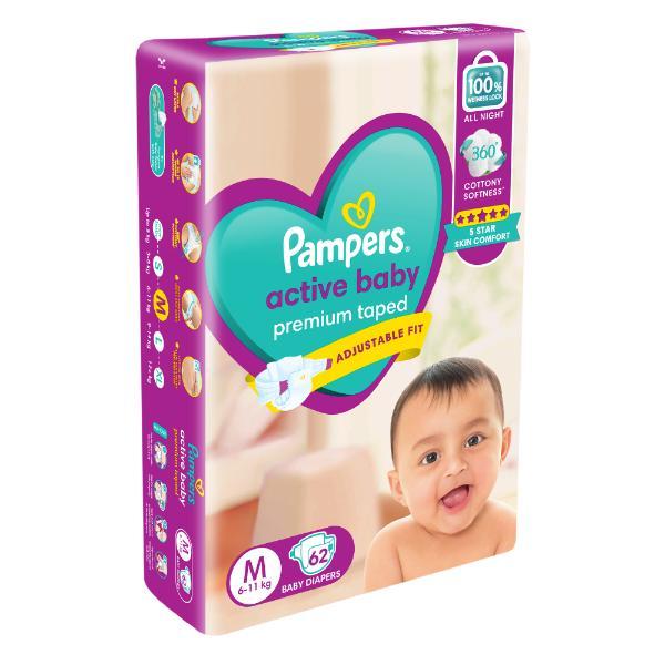 Pampers Active Baby Diapers (M) 62's Protection for Your Baby