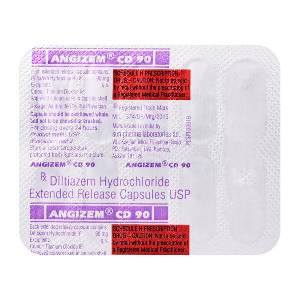 Angizem CD 90mg Capsule 10'S Price, Uses, Side effects, Substitutes ...
