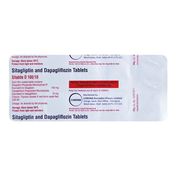 SITABITE D 100/10 Tablet 10's Price, Uses, Side effects, Substitutes ...