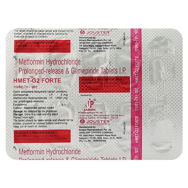Hmet G Forte 2Mg Tablet 10's : Price, Uses, Side Effects | Netmeds