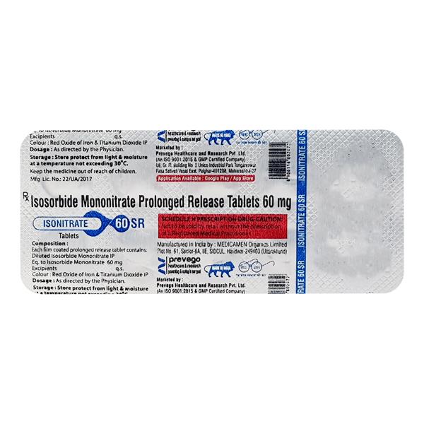 ISONITRATE 60 SR Tablet 10's Price, Uses, Side effects, Substitutes ...