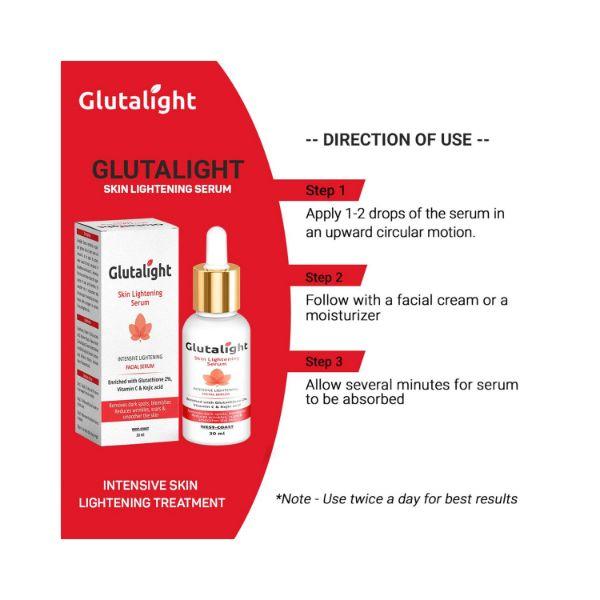 Buy Glutalight Glutathione, Vitamin C, Kojic Acid Skin Lightening, Brightening Serum 30 ml Online at Best Price