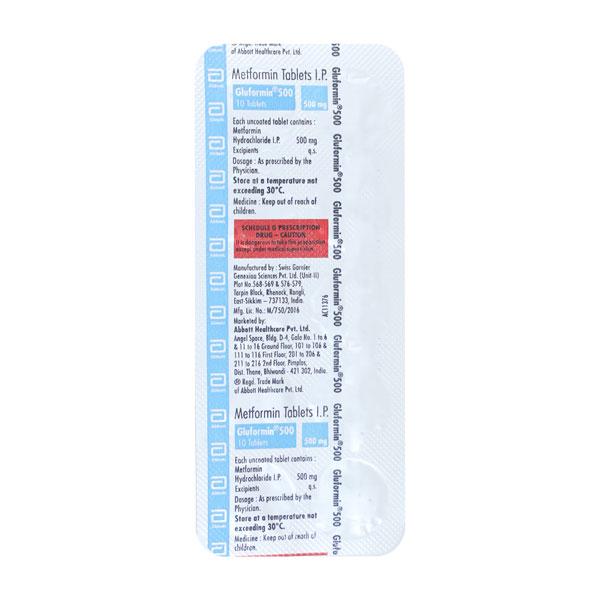Gluformin 500mg Tablet 10'S : Price, Uses, Side Effects | Netmeds