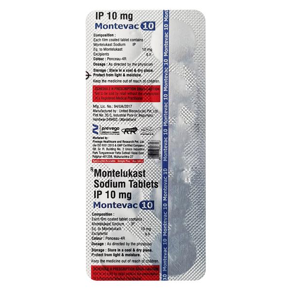 Buy MONTEVAC 10 Tablet 10's Online at Upto 25% OFF | Netmeds