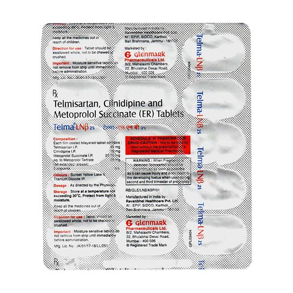 Buy TELMA LNB 25 Tablet 15's Online Netmeds