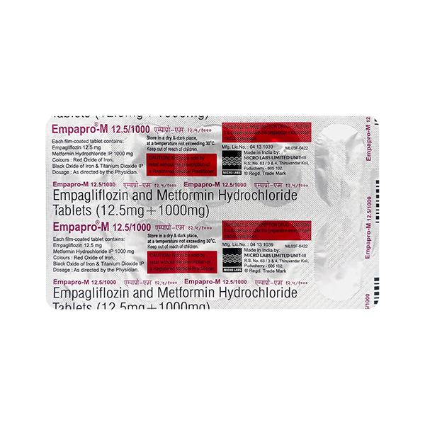 Empapro M 12.5/1000 Tablet 10's Price, Uses, Side effects | Netmeds
