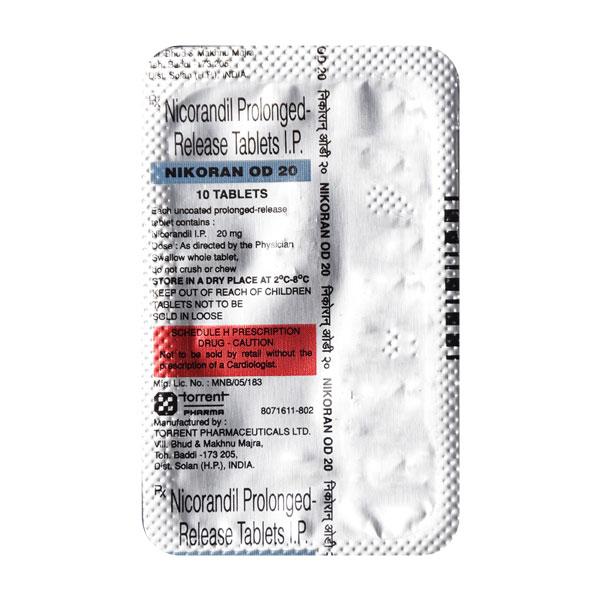 Nikoran OD 20mg Tablet 10'S Price, Uses, Side effects, Substitutes ...