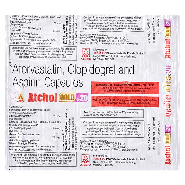 ATCHOL GOLD 20 Capsule 15's Price, Uses, Side effects, Substitutes ...