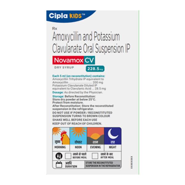 NOVAMOX CV 228.5MG TANGY ORANGE FLAVOUR Dry Syrup 60ml : Price