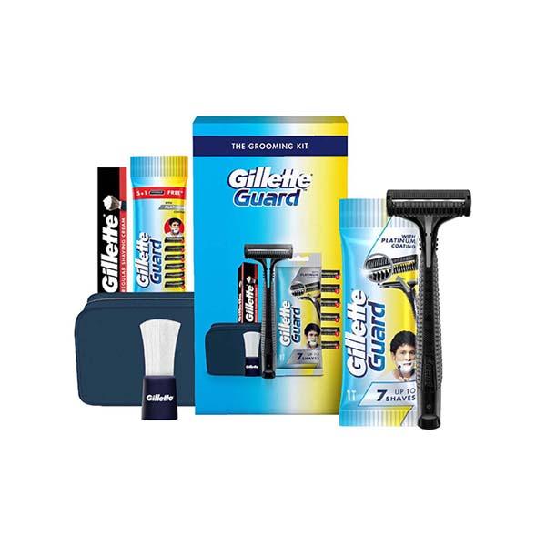 Buy Gillette Guard 5 in 1 Shaving Kit with a Travel Pouch, 1 Razor, 6 ...