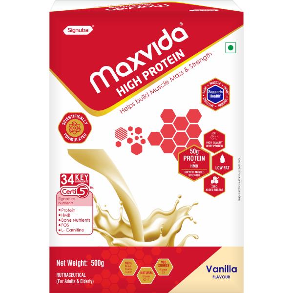 Maxvida High Protein Powder - Vanilla Flavour (Refill Pack) 500 g