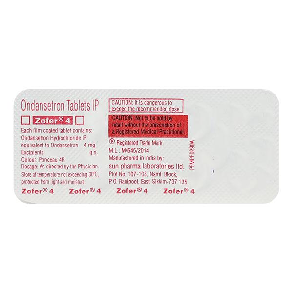 Zofer 4mg Tablet 10'S Price, Uses, Side effects, Substitutes | Netmeds