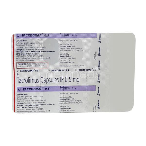 Buy Tacrograf 0.5mg Capsule 10'S Online at Upto 25% OFF | Netmeds
