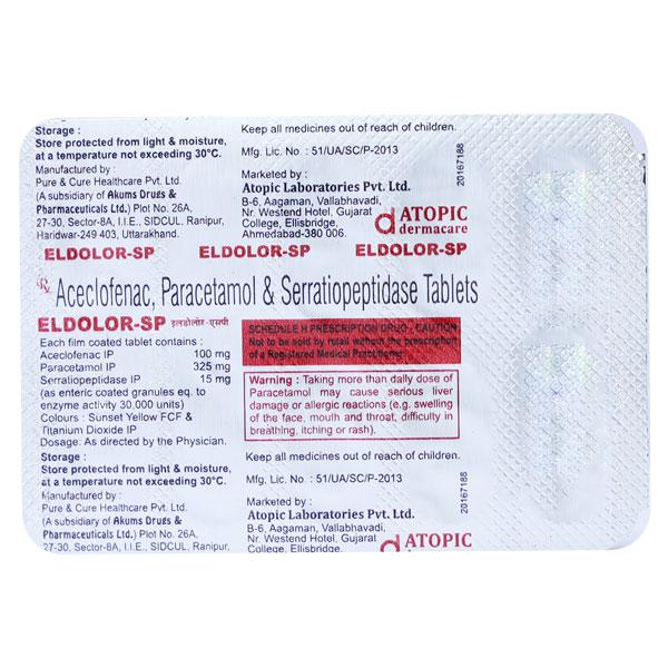 ELDOLOR SP Tablet 10's Price, Uses, Side effects, Substitutes | Netmeds
