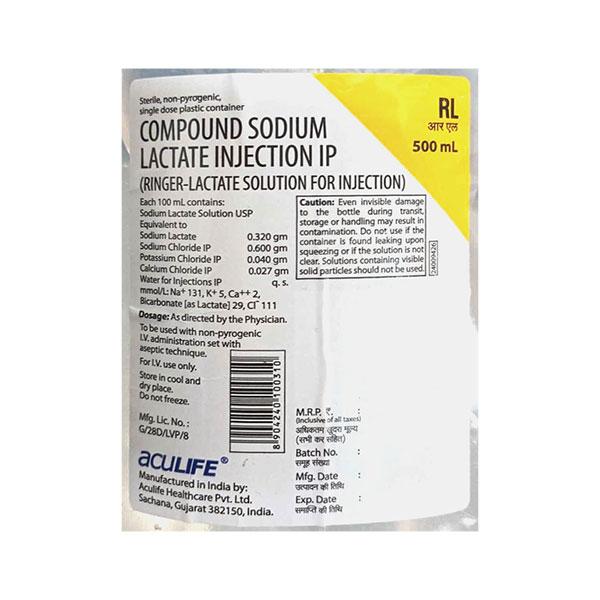 Rl (Aculife) Injection 500ml Price, Uses, Side effects | Netmeds