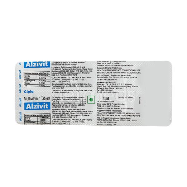 Alzivit Tablet 10'S : Uses, Side Effects, Price | Netmeds