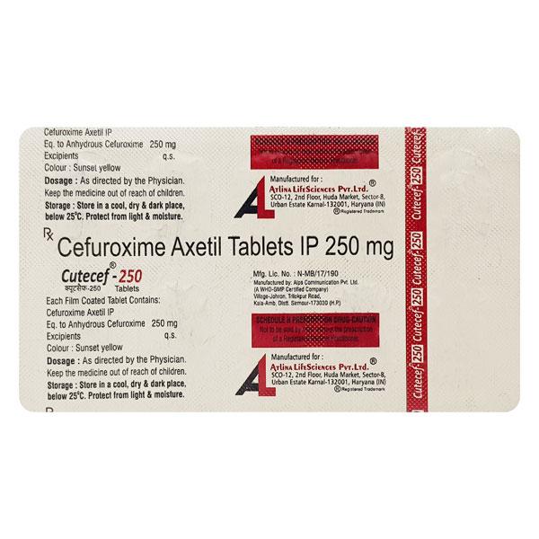 CUTECEF 250 Tablet 10's Price, Uses, Side effects, Substitutes | Netmeds