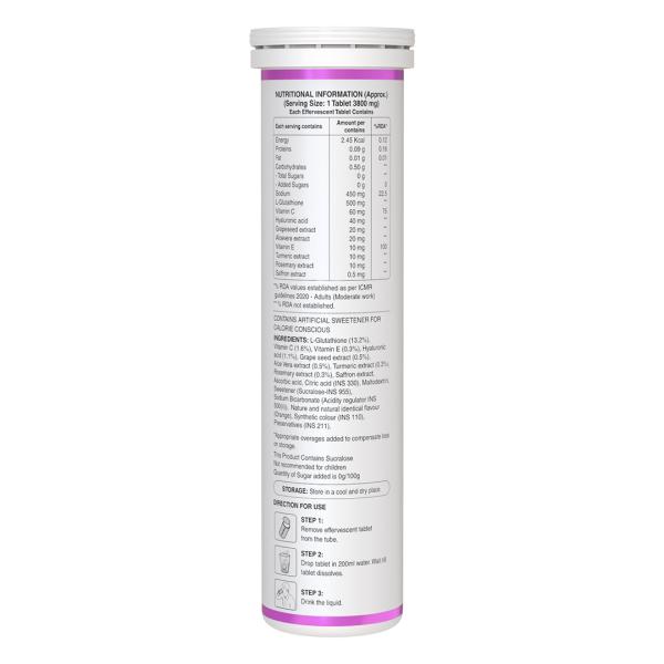 Pure Nutrition Glutathione 500 mg with Vitamin C & Saffron Effervescent  Tablet - Orange 15's Online at Best Price