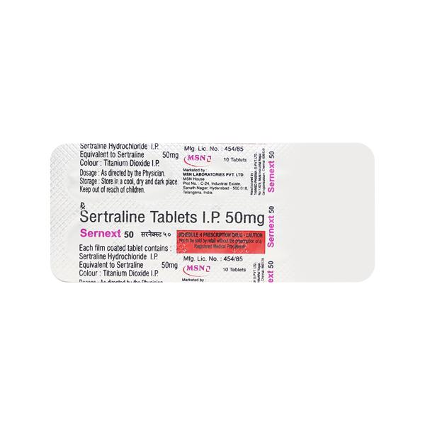 SERNEXT 50mg Tablet 10's Price, Uses, Side effects, Substitutes | Netmeds