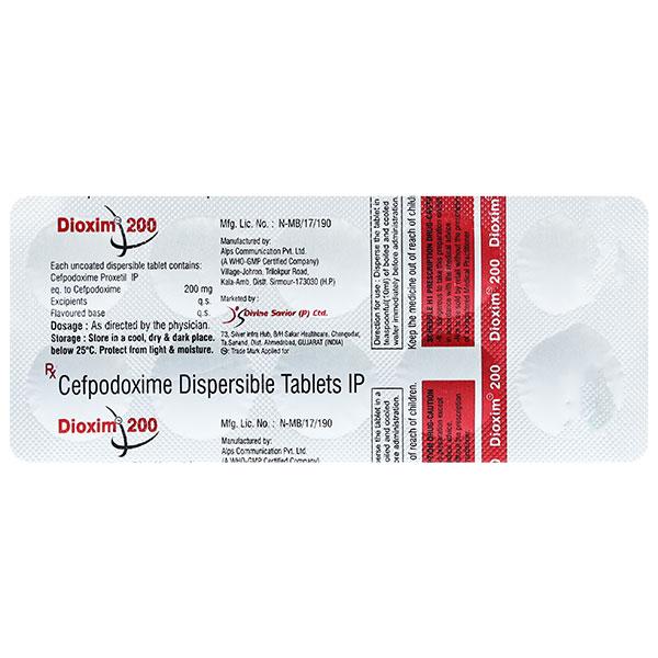 DIOXIM 200 Tablet 10's Price, Uses, Side effects, Substitutes | Netmeds