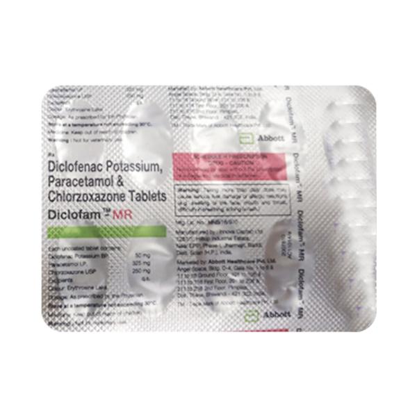 Diclofam MR 50/325/250mg Tablet 10'S : Uses, Side Effects, Price | Netmeds
