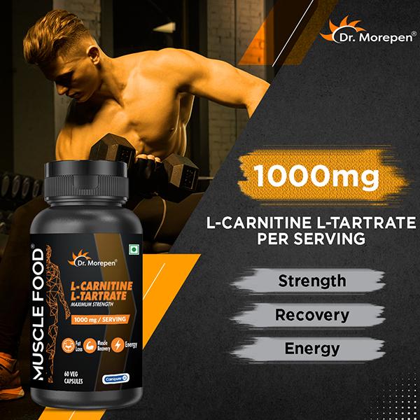 Dr. Morepen Muscle Food L Carnitine L Tartrate 1000 mg Veg Capsule 60's  Online at Discounted Price