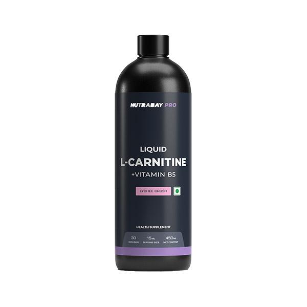 l carnitine vitamin b5 Nutrabay Pro L Carnitine +Vitamin B5 Liquid - Lychee Crush 450 ml Online at  Best Price