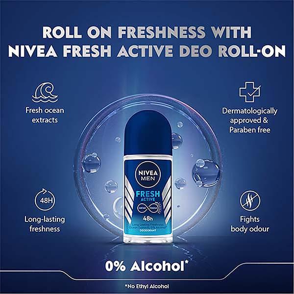 Buy Nivea Men Roll On Deodorant Fresh Active 50 ml Online at