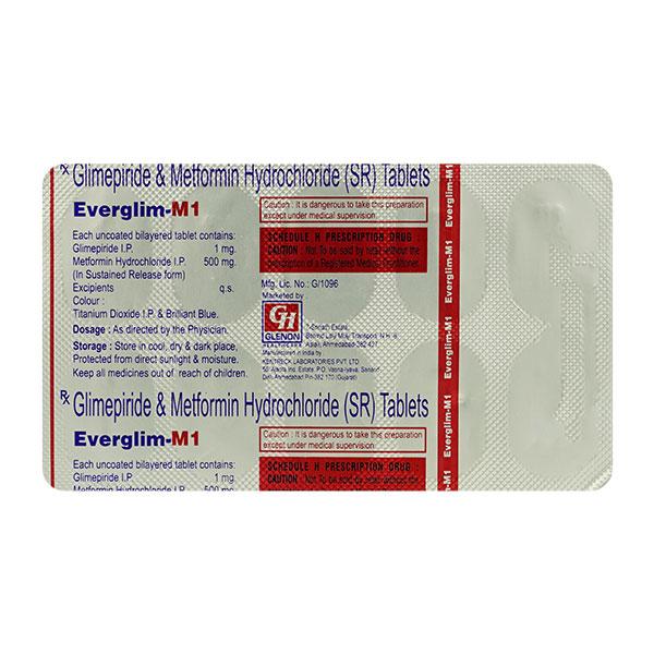 EVERGLIM M 1 Tablet 10's Price, Uses, Side effects, Substitutes | Netmeds