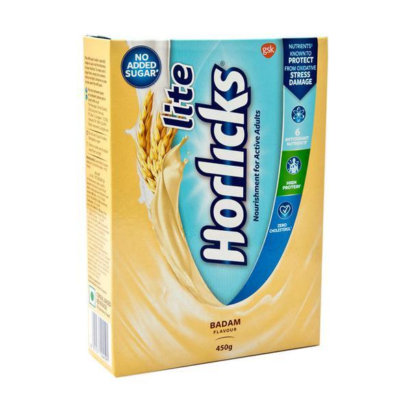 Buy Horlicks Lite No Added Sugar Powder Badam Flavour 450 gm (Pet Jar