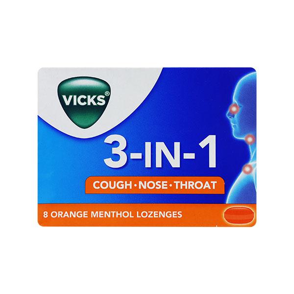Vicks 3-in-1 Cough-Nose-Throat Lozenges - Orange Menthol 8's Online at ...