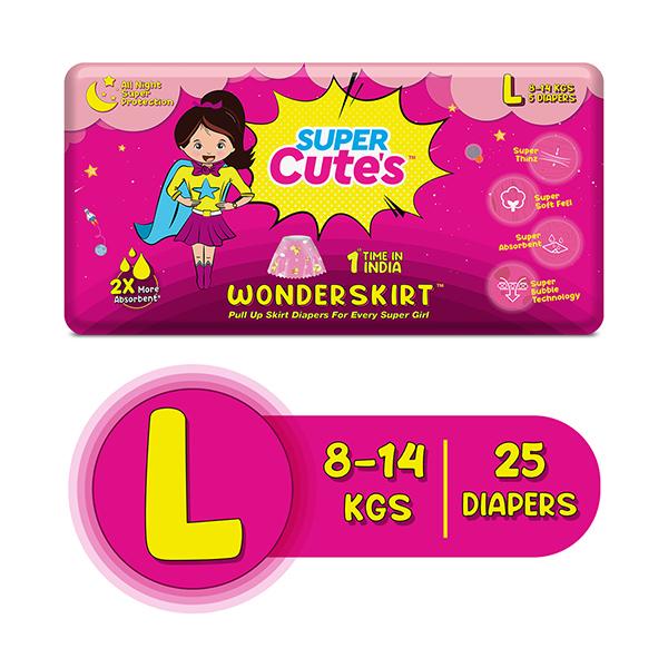 Super Cute's WonderSkirt Pull-up Skirt Diaper - (L) (8 - 14 kg) (Pack ...